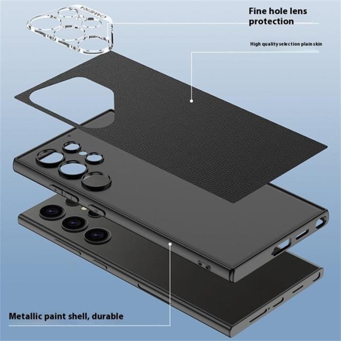 GKK - GKK Samsung Galaxy S23 Ultra Fodral PU + TPU + PC - Kolfiber - Svart