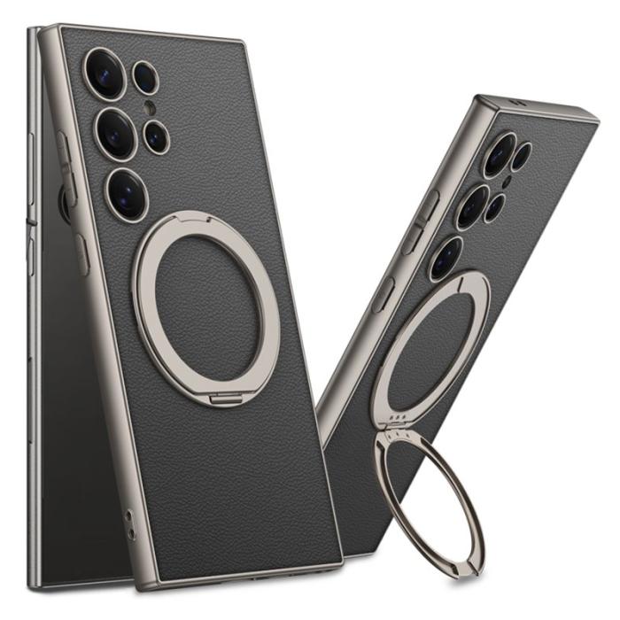 GKK - GKK Samsung Galaxy S23 Ultra Fodral PU + TPU + PC - Titanium Black