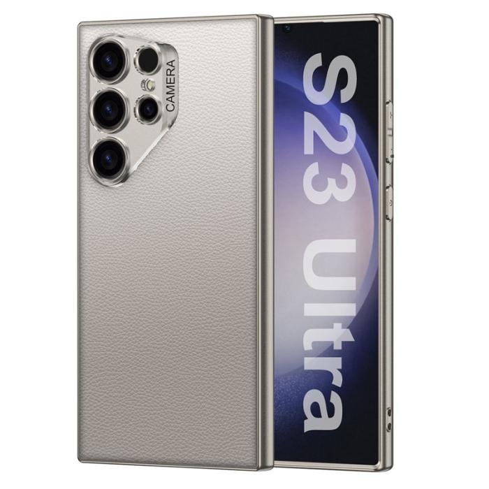GKK - GKK Samsung Galaxy S23 Ultra Fodral - PU + TPU + PC - Titanium Grey
