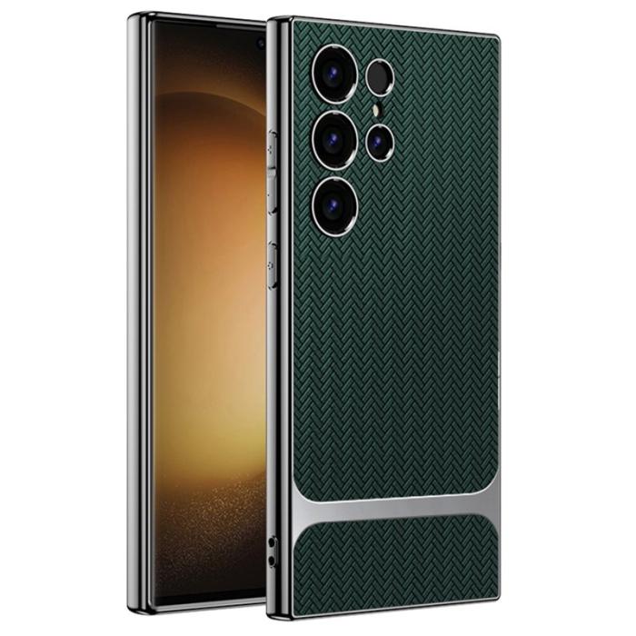 GKK - GKK Samsung Galaxy S23 Ultra Fodral TPU + PC + PU - Grön