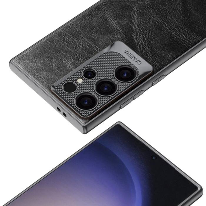 GKK - GKK Samsung Galaxy S23 Ultra Fodral Waxy PU + TPU + PC - Blå