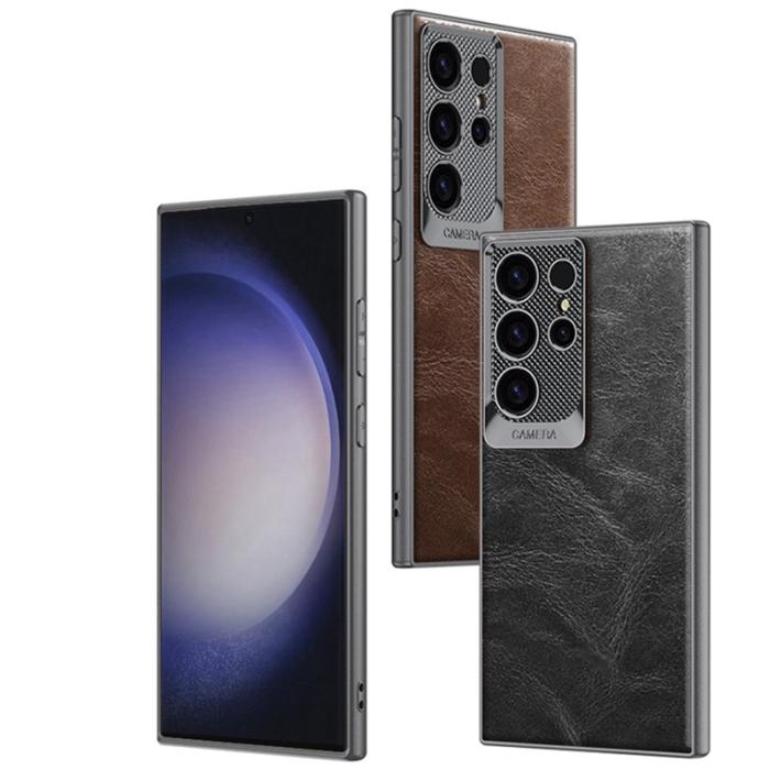 GKK - GKK Samsung Galaxy S23 Ultra Fodral Waxy PU + TPU + PC - Brun