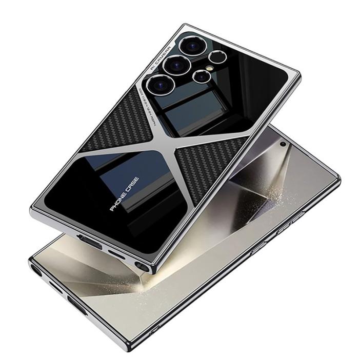 GKK - GKK Samsung Galaxy S24 Ultra Fodral - Äkta läder - Carbon Fiber