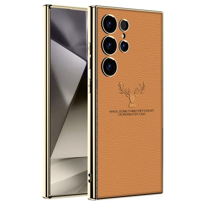 GKK - GKK Samsung Galaxy S24 Ultra Fodral Äkta läder - Orange