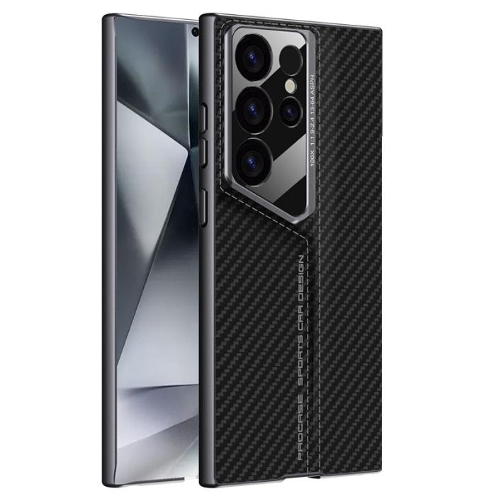 GKK - GKK Samsung Galaxy S24 Ultra Fodral PU - Kolfiber - Svart