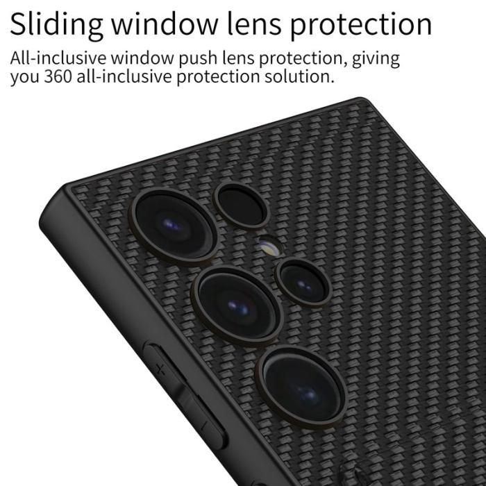 GKK - GKK Samsung Galaxy S24 Ultra Fodral PU Läder - Kolfiber Textur