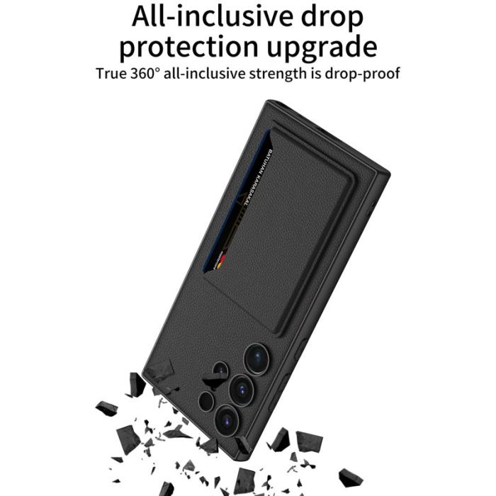 GKK - GKK Samsung Galaxy S24 Ultra Fodral PU Läder - Kolfiber Textur