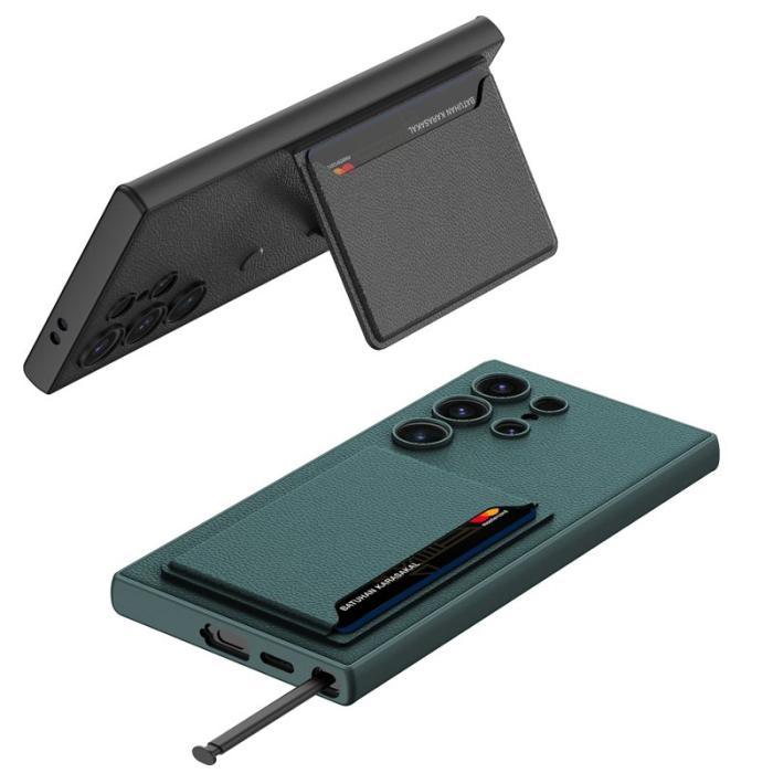 GKK - GKK Samsung Galaxy S24 Ultra Fodral PU Läder - Kolfiber Textur