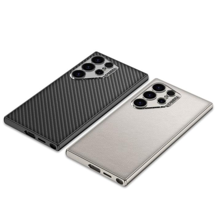 GKK - GKK Samsung Galaxy S24 Ultra Fodral PU TPU PC - Kolfibertextur