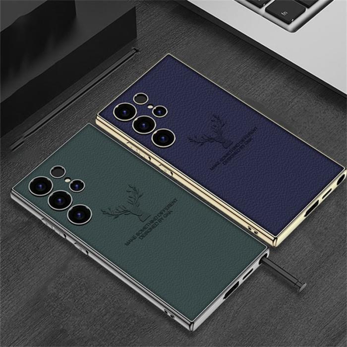 GKK - GKK Samsung Galaxy S24 Ultra Fodral - TPU + PC + PU - Grön