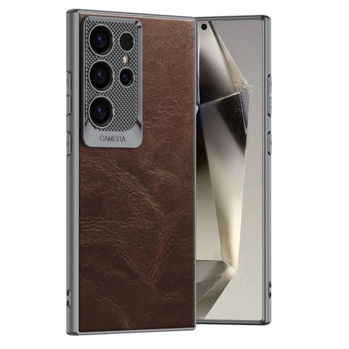 GKK - GKK Samsung Galaxy S24 Ultra Fodral Waxy PU + TPU - Brun