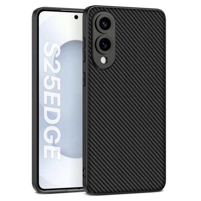 GKK - GKK Samsung Galaxy S25 Edge Fodral Hybrid PU - Kolfiber - Svart