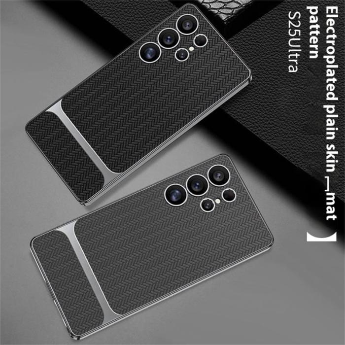 GKK - GKK Samsung Galaxy S25 Ultra Fodral - Vävt Mönster TPU + PC + PU - Grön