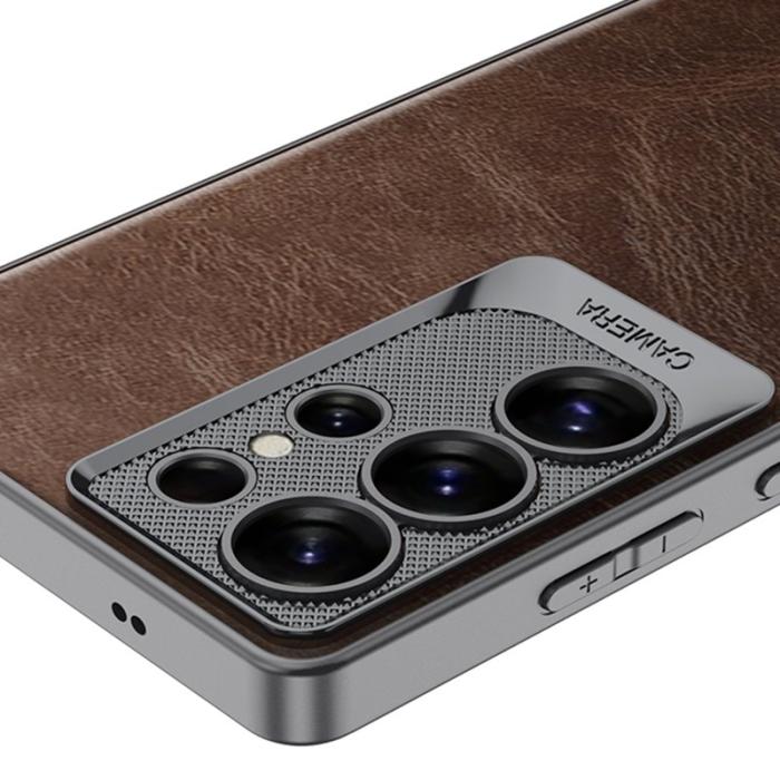 GKK - GKK Samsung Galaxy S25 Ultra Fodral Waxy PU + TPU + PC - Grå