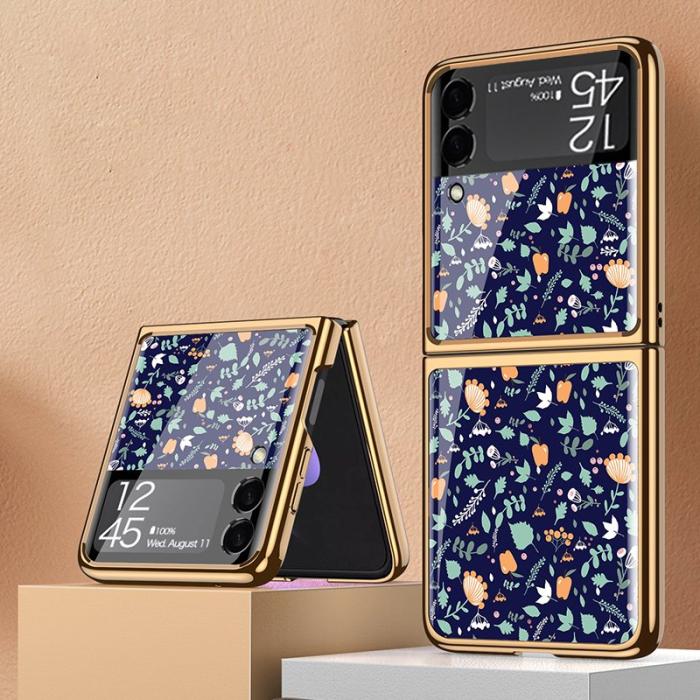 GKK - GKK Samsung Galaxy Z Flip3 5G Fodral - Äkta läder - Floral 03