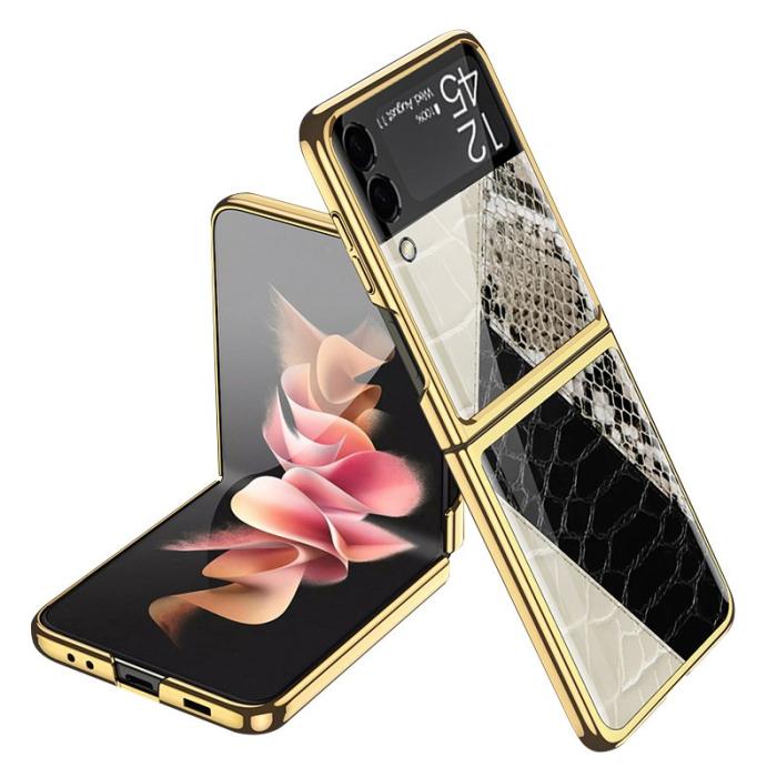 GKK - GKK Samsung Galaxy Z Flip3 5G Fodral PC + Härdat Glas - Stil 1