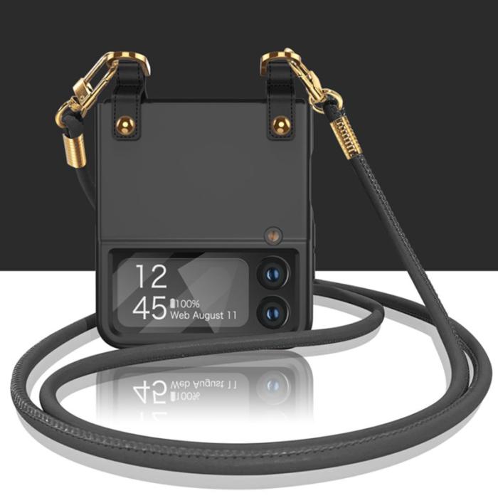 GKK - GKK Samsung Galaxy Z Flip3 5G Fodral PU Läder - Svart
