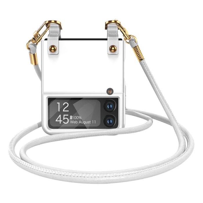 GKK - GKK Samsung Galaxy Z Flip3 5G Fodral PU Läder - Vit