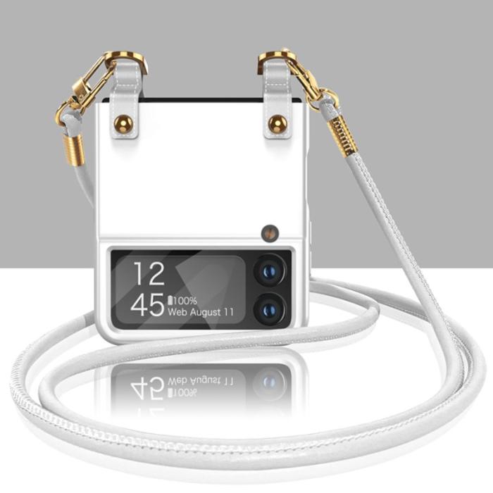 GKK - GKK Samsung Galaxy Z Flip3 5G Fodral PU Läder - Vit