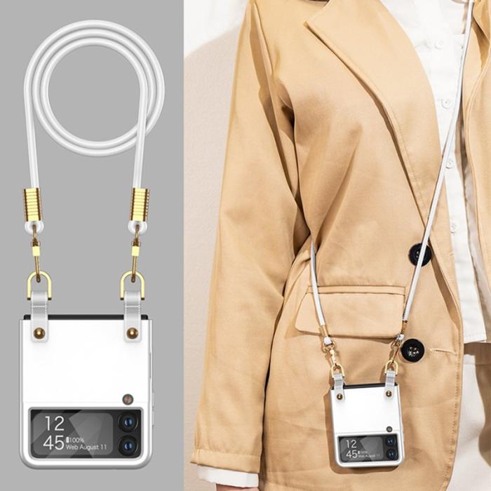 GKK - GKK Samsung Galaxy Z Flip3 5G Fodral PU Läder - Vit