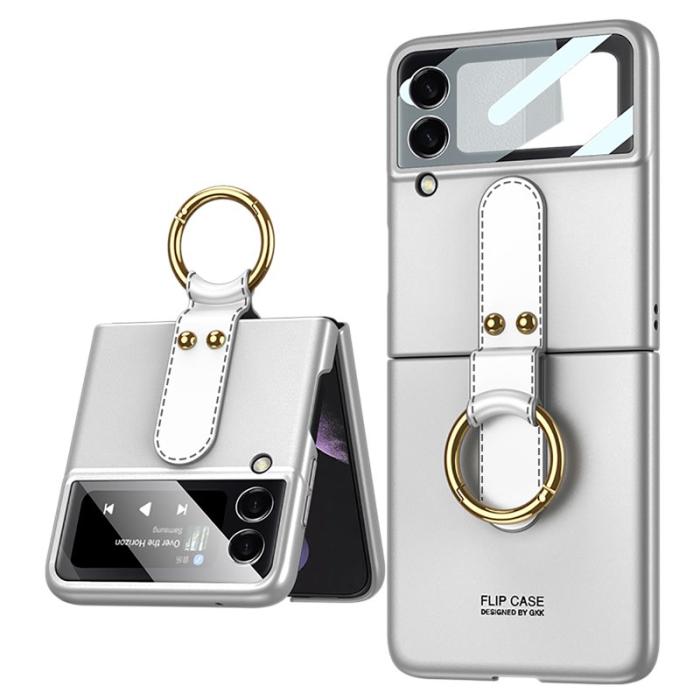 GKK - GKK Samsung Galaxy Z Flip3 Fodral - Ultra-tunn PU-läder - Silver