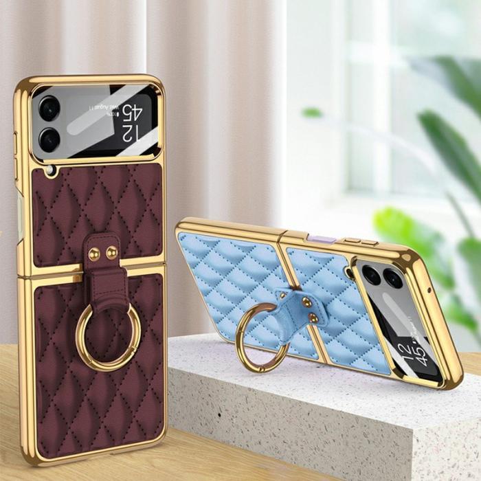 GKK - GKK Samsung Galaxy Z Flip4 Fodral Äkta läder - Lila