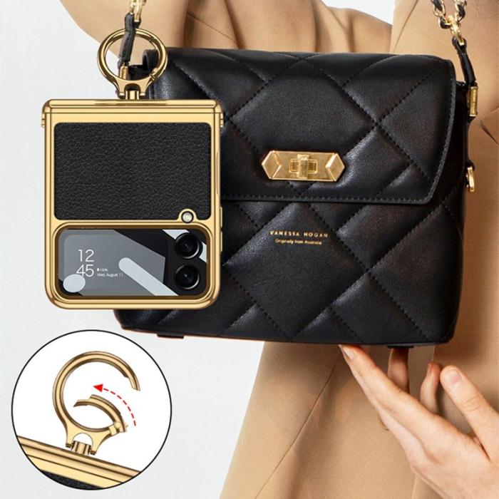 GKK - GKK Samsung Galaxy Z Flip4 Fodral Äkta läder - Orange