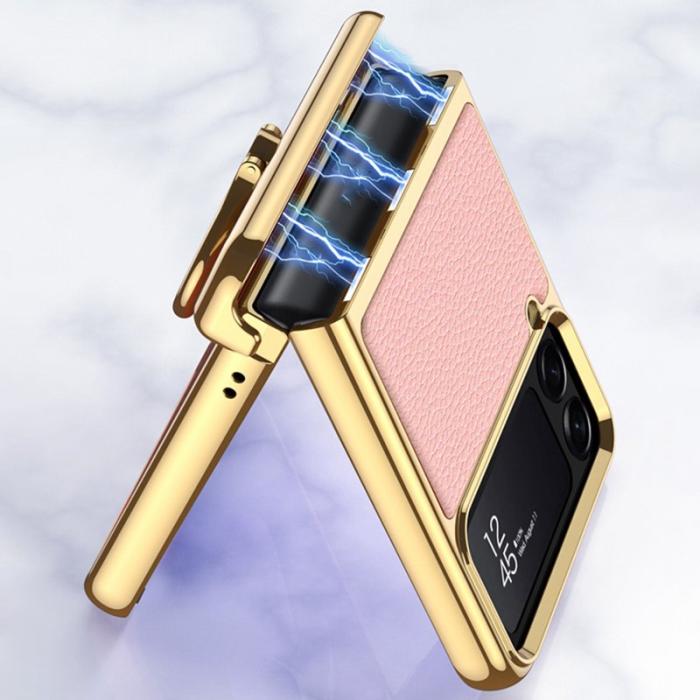 GKK - GKK Samsung Galaxy Z Flip4 Fodral Äkta läder - Svart