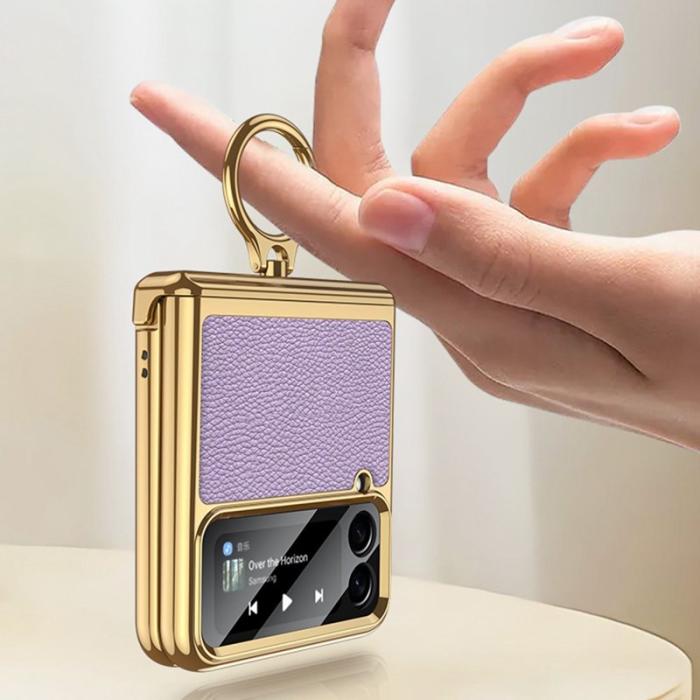 GKK - GKK Samsung Galaxy Z Flip4 Fodral Äkta läder - Svart