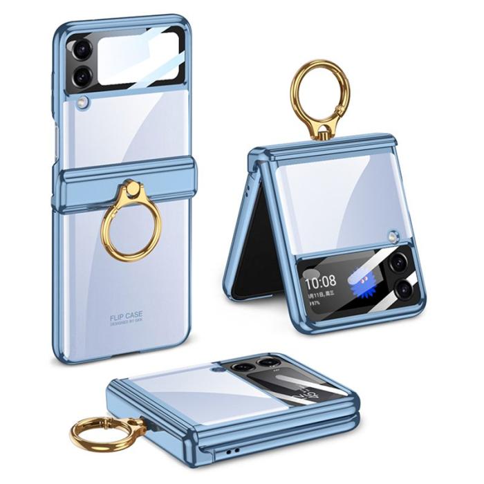 GKK - GKK Samsung Galaxy Z Flip4 Fodral PC med Ring Kickstand - Blå