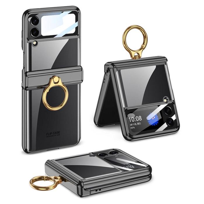 GKK - GKK Samsung Galaxy Z Flip4 Fodral PC med Ring Kickstand - Svart