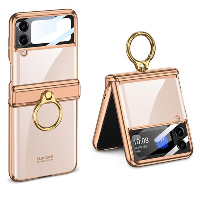 GKK - GKK Samsung Galaxy Z Flip4 Fodral PC Ring Kickstand - Roséguld