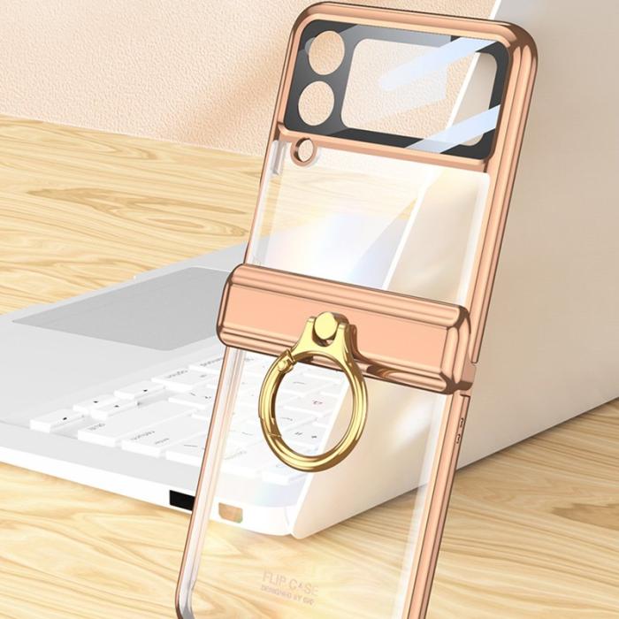 GKK - GKK Samsung Galaxy Z Flip4 Fodral PC Ring Kickstand - Roséguld