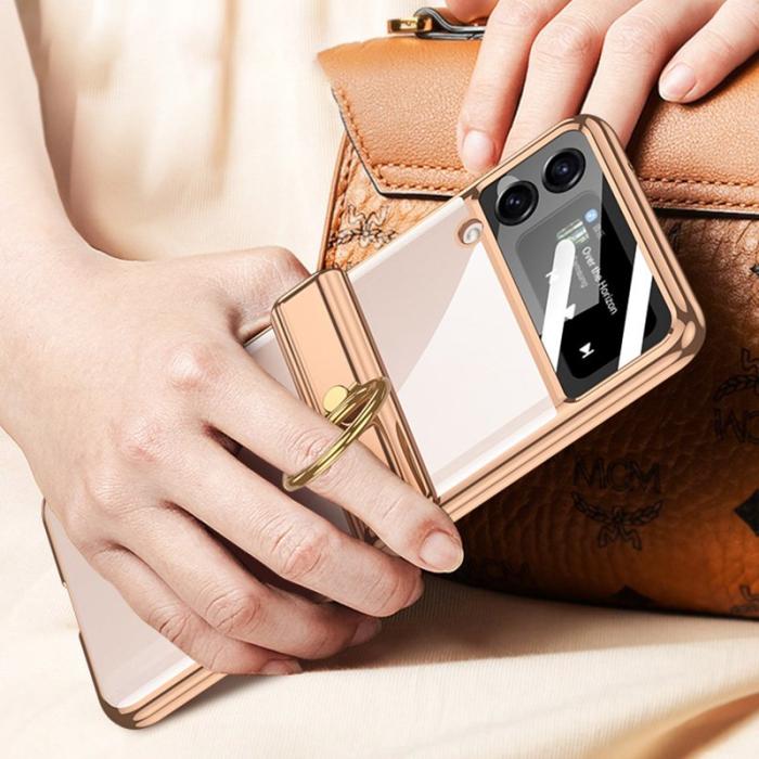 GKK - GKK Samsung Galaxy Z Flip4 Fodral PC Ring Kickstand - Roséguld
