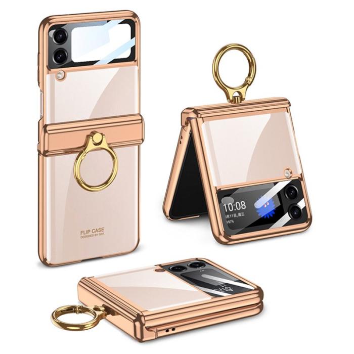 GKK - GKK Samsung Galaxy Z Flip4 Fodral PC Ring Kickstand - Roséguld