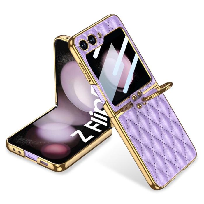 GKK - GKK Samsung Galaxy Z Flip5 Fodral Äkta läder - Lila