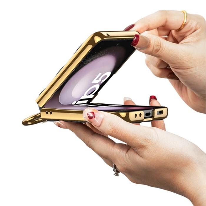 GKK - GKK Samsung Galaxy Z Flip5 Fodral Äkta läder - Pink