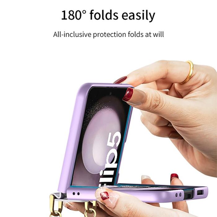 GKK - GKK Samsung Galaxy Z Flip5 Fodral Äkta läder - Silver