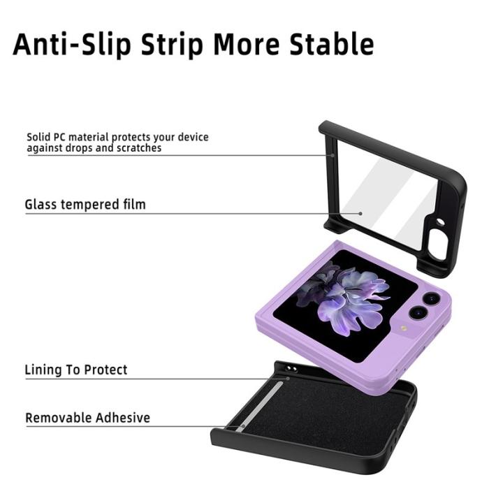 GKK - GKK Samsung Galaxy Z Flip5 Fodral - Glitter Design - Äkta läder - Rose Gold