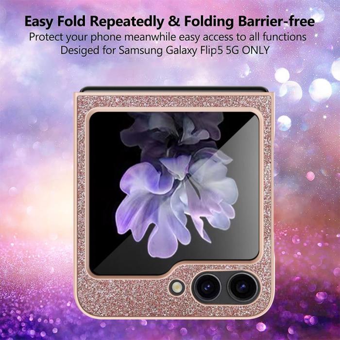 GKK - GKK Samsung Galaxy Z Flip5 Fodral Glitter Design - Svart