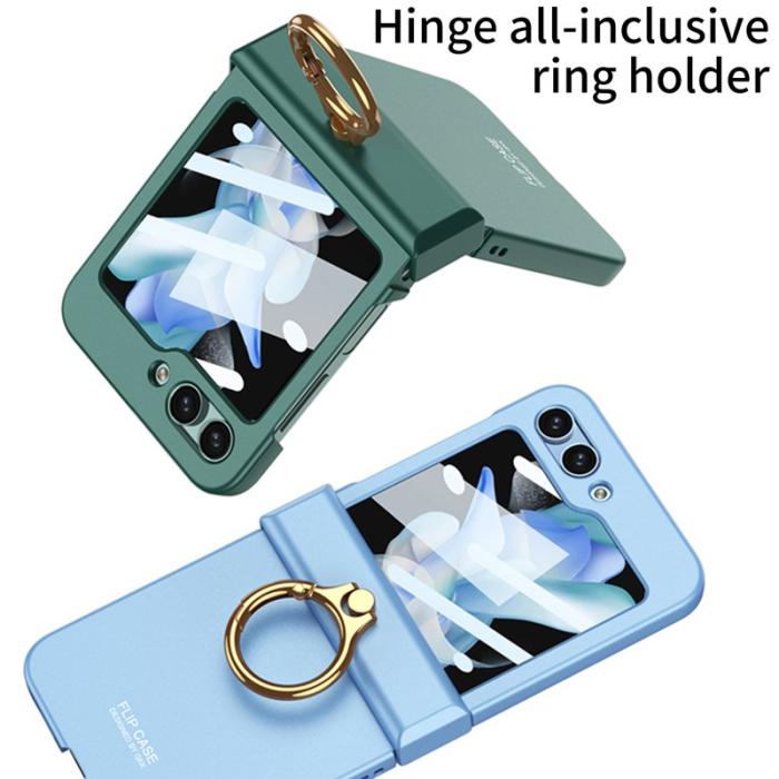 GKK - GKK Samsung Galaxy Z Flip5 Fodral i Plast med Ringhållare - Silver