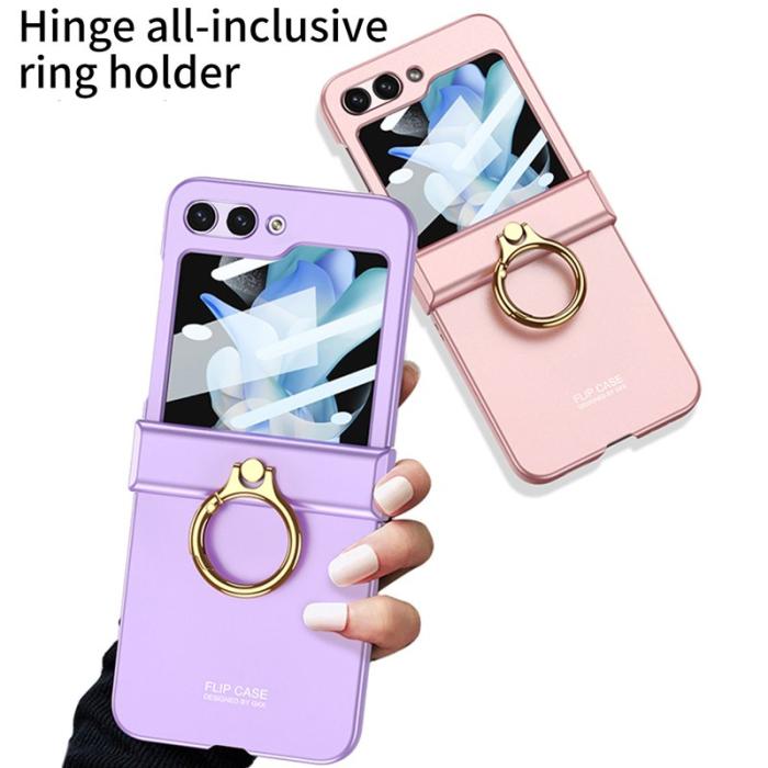GKK - GKK Samsung Galaxy Z Flip5 Fodral i Plast med Ringhållare - Silver