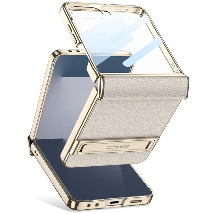 GKK - GKK Samsung Galaxy Z Flip5 Fodral Kickstand PU + PC - Grön