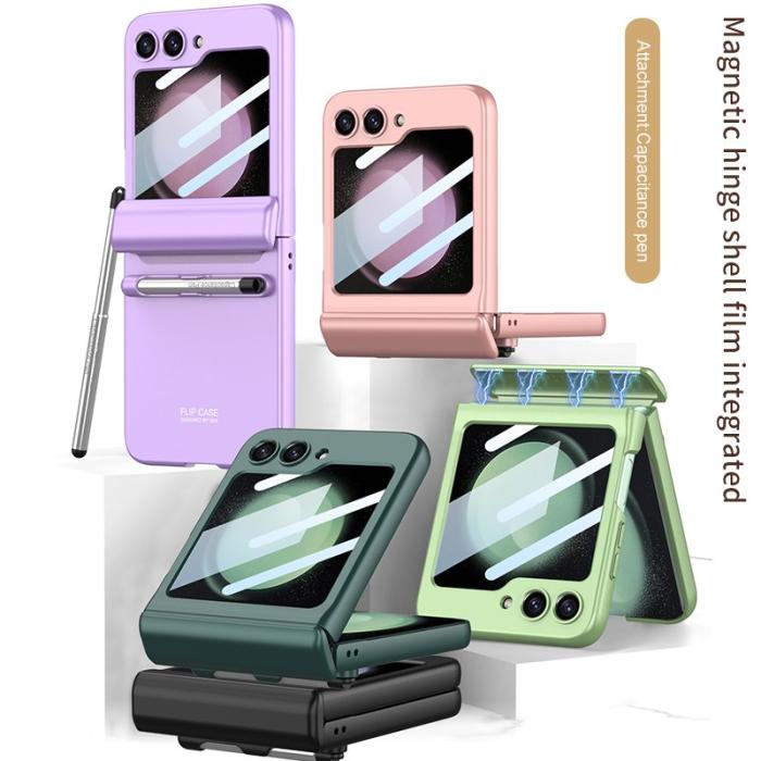 GKK - GKK Samsung Galaxy Z Flip5 Fodral Magnetisk Hinge PC - Grön
