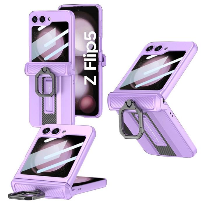 GKK - GKK Samsung Galaxy Z Flip5 Fodral Magnetisk Hinge PC - Lila