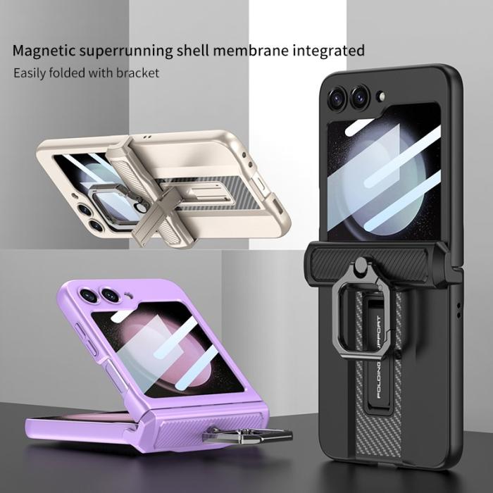 GKK - GKK Samsung Galaxy Z Flip5 Fodral Magnetisk Hinge PC - Lila