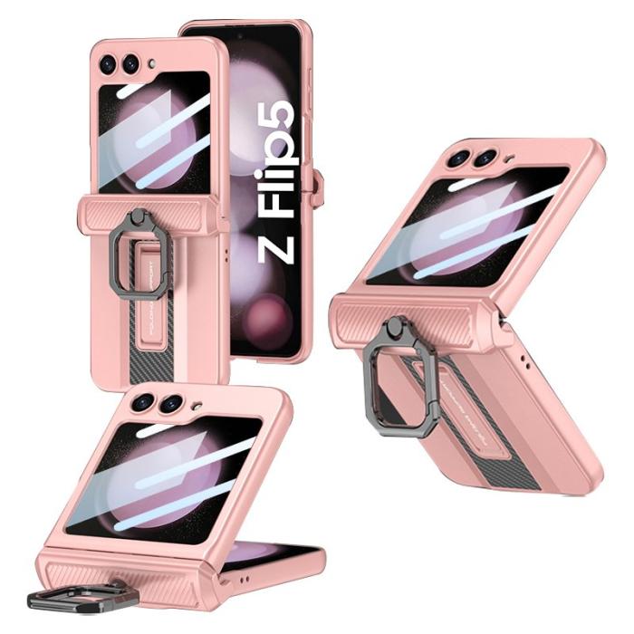 GKK - GKK Samsung Galaxy Z Flip5 Fodral Magnetisk Hinge PC - Rosa