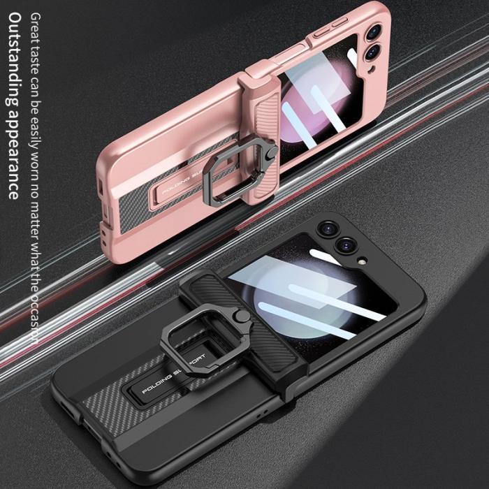 GKK - GKK Samsung Galaxy Z Flip5 Fodral Magnetisk Hinge PC - Vit