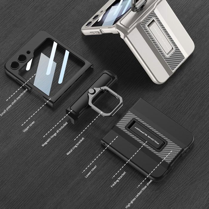 GKK - GKK Samsung Galaxy Z Flip5 Fodral Magnetisk Hinge PC - Vit