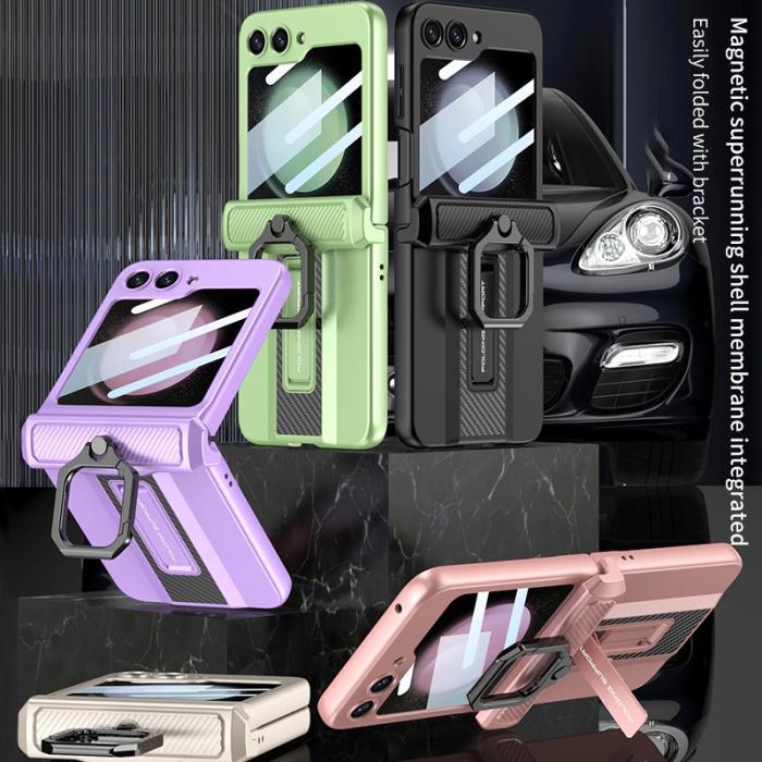 GKK - GKK Samsung Galaxy Z Flip5 Fodral Magnetisk Hinge PC - Vit